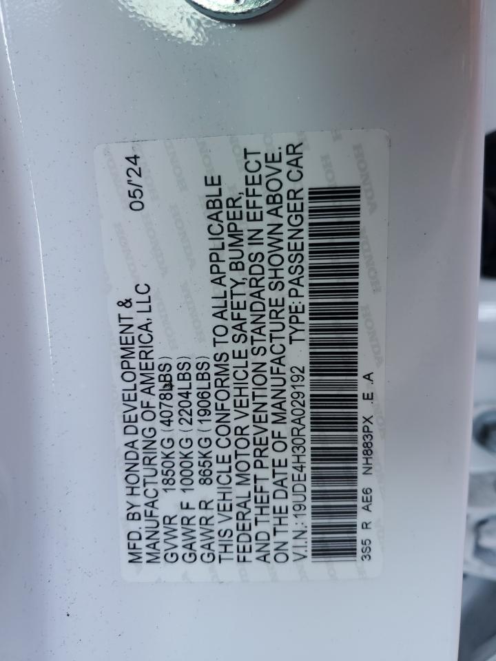 2024 Acura Integra VIN 19UDE4H30RA029192 Copart auction photo, front end damage thumbnail 12