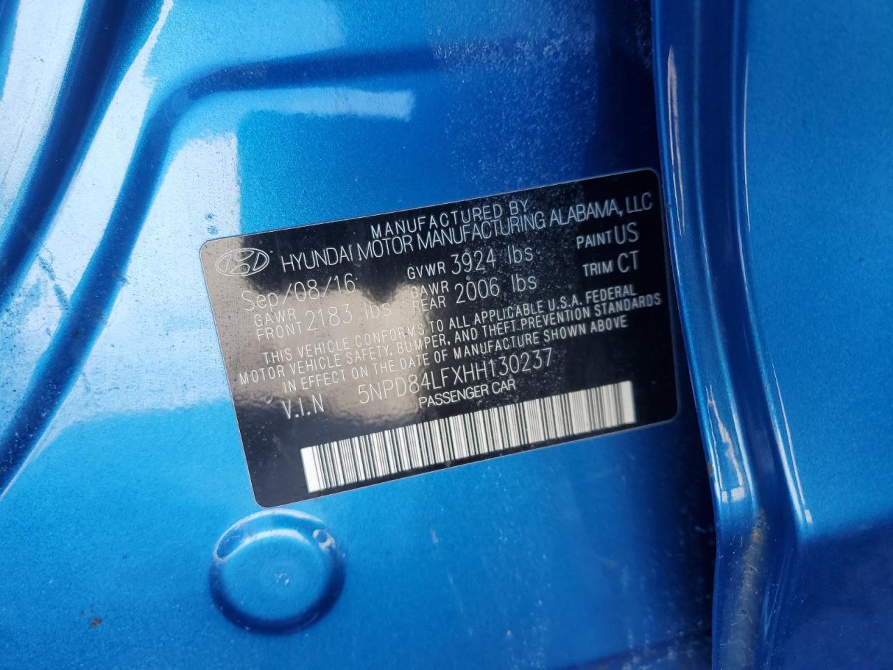 2017 Hyundai Elantra VIN 5NPD84LFXHH130237 Copart auction photo, front end damage thumbnail 14
