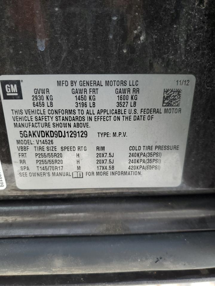2013 Buick Enclave VIN 5GAKVDKD9DJ129129 Copart auction photo, front end / side damage thumbnail 15