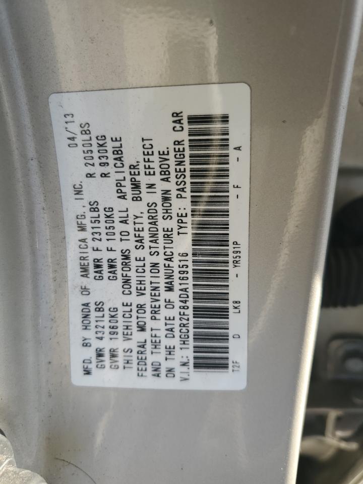 2013 Honda Accord VIN 1HGCR2F84DA169516 Copart auction photo, rear end damage thumbnail 12