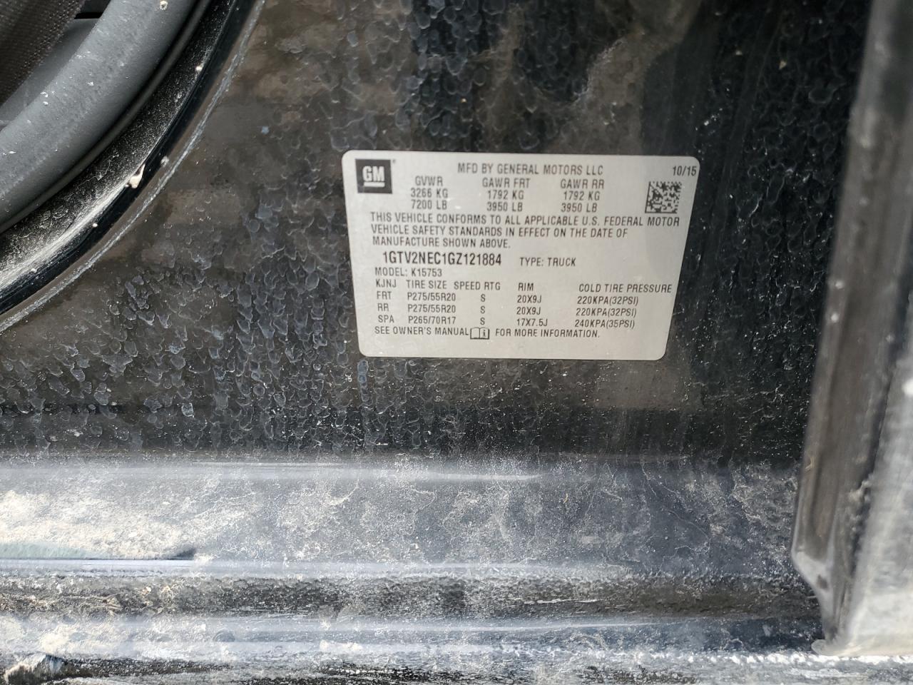 2016 GMC Sierra VIN 1GTV2NEC1GZ121884 Copart auction photo, front end damage thumbnail 12