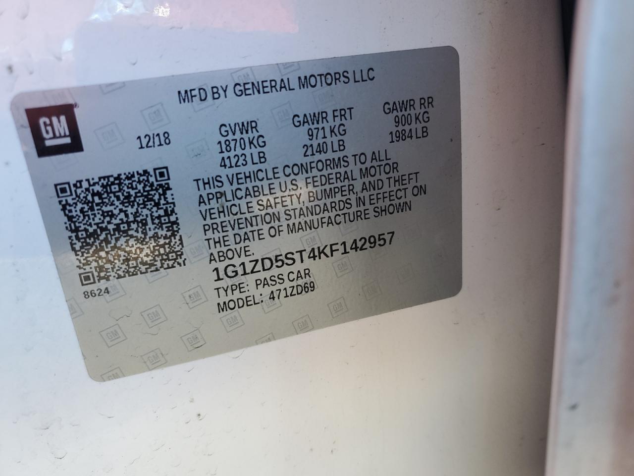 2019 Chevrolet Malibu VIN 1G1ZD5ST4KF142957 Copart auction photo, front end / undercarriage damage thumbnail 13