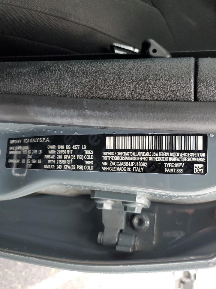 2018 Jeep Renegade VIN ZACCJABB4JPJ18382 Copart auction photo, rear end / undercarriage damage thumbnail 13