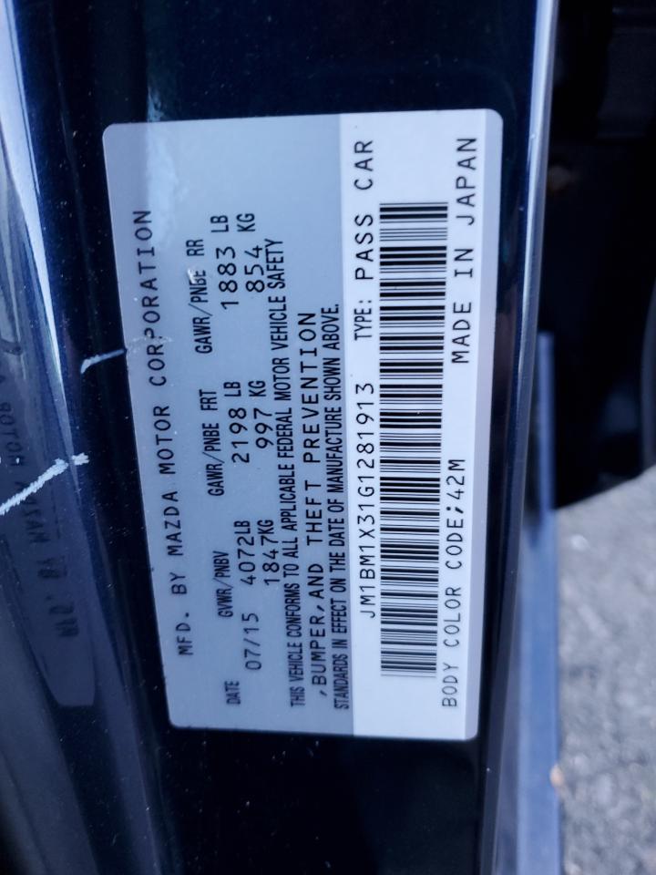 2016 Mazda 3 VIN JM1BM1X31G1281913 Copart auction photo, front end / minor dent/scratches damage thumbnail 14