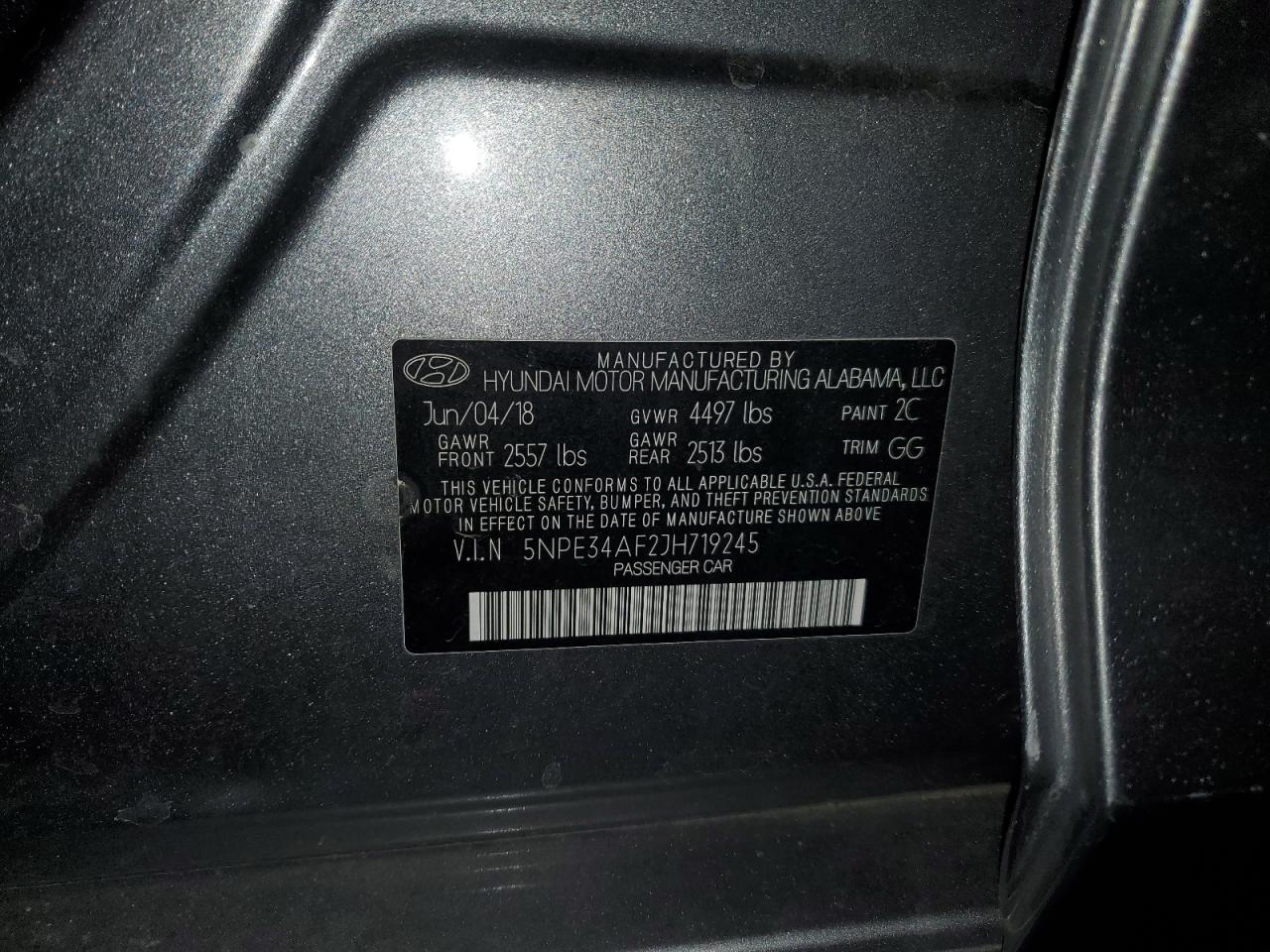 2018 Hyundai Sonata VIN 5NPE34AF2JH719245 Copart auction photo, side / minor dent/scratches damage thumbnail 12