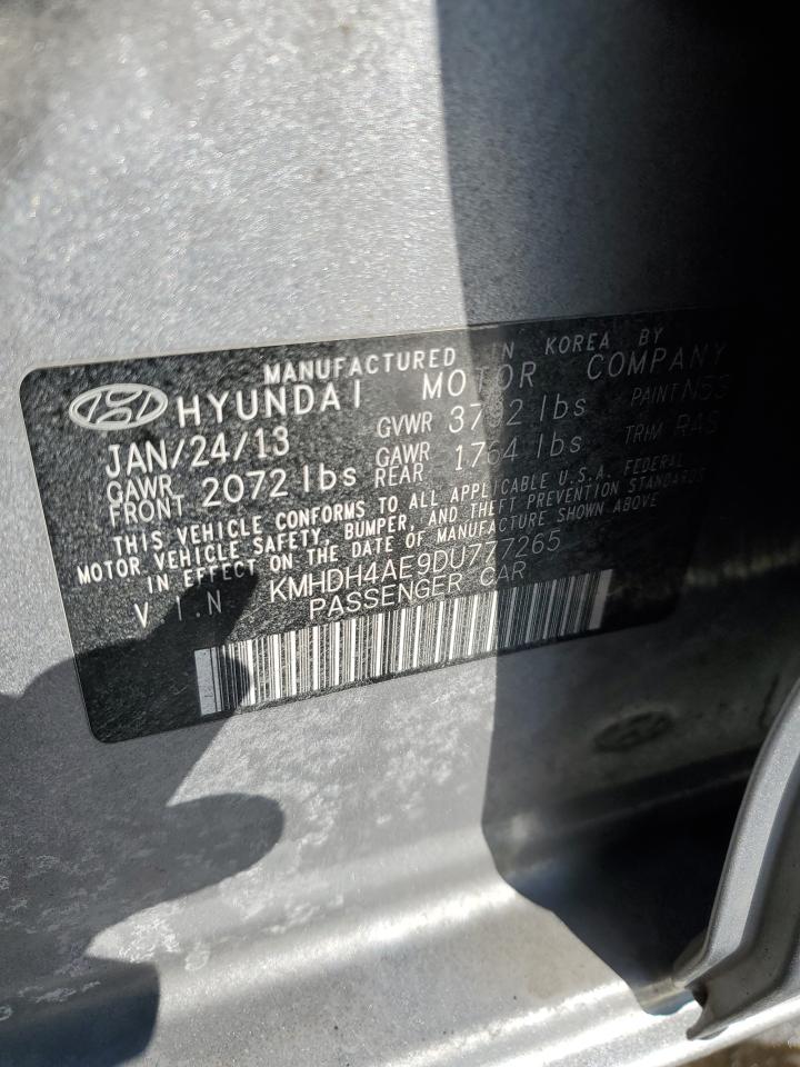 2013 Hyundai Elantra VIN KMHDH4AE9DU777265 Copart auction photo, front end / rear end damage thumbnail 12
