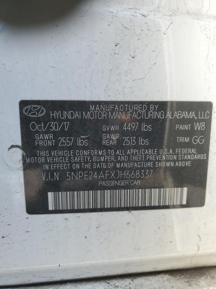 2018 Hyundai Sonata VIN 5NPE24AFXJH668337 Copart auction photo, vandalism / rear end damage thumbnail 12