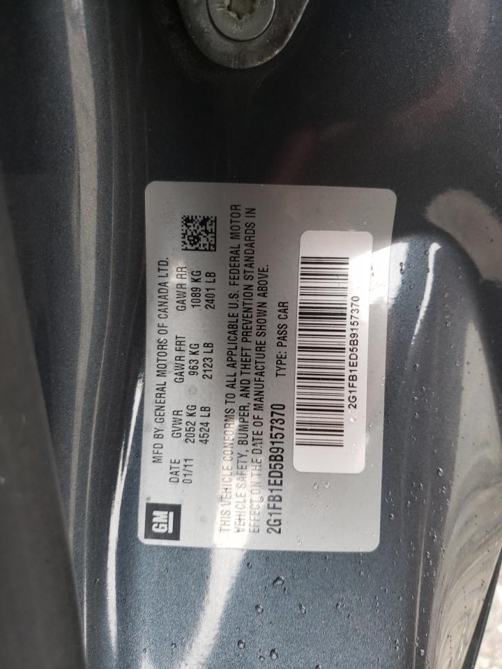 2011 Chevrolet Camaro VIN 2G1FB1ED5B9157370 Copart auction photo, all over damage thumbnail 12