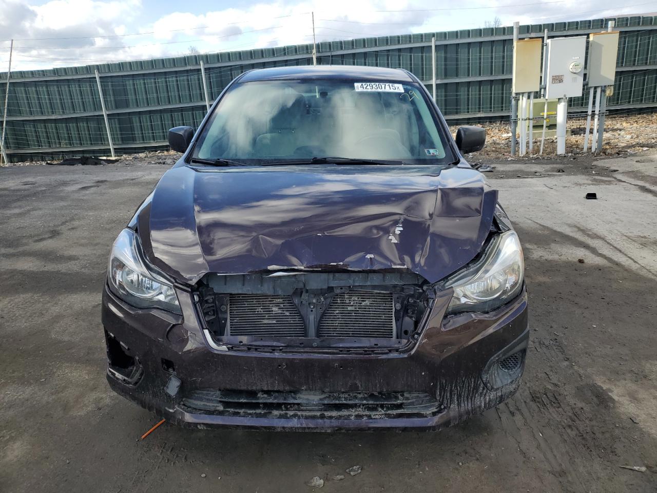 2012 Subaru Impreza VIN JF1GPAA64CH222586 Copart auction photo, front end / side damage thumbnail 5