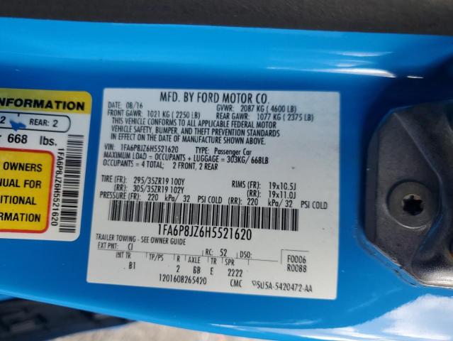 2017 Ford Mustang VIN 1FA6P8JZ6H5521620 Copart auction photo, all over damage thumbnail 12