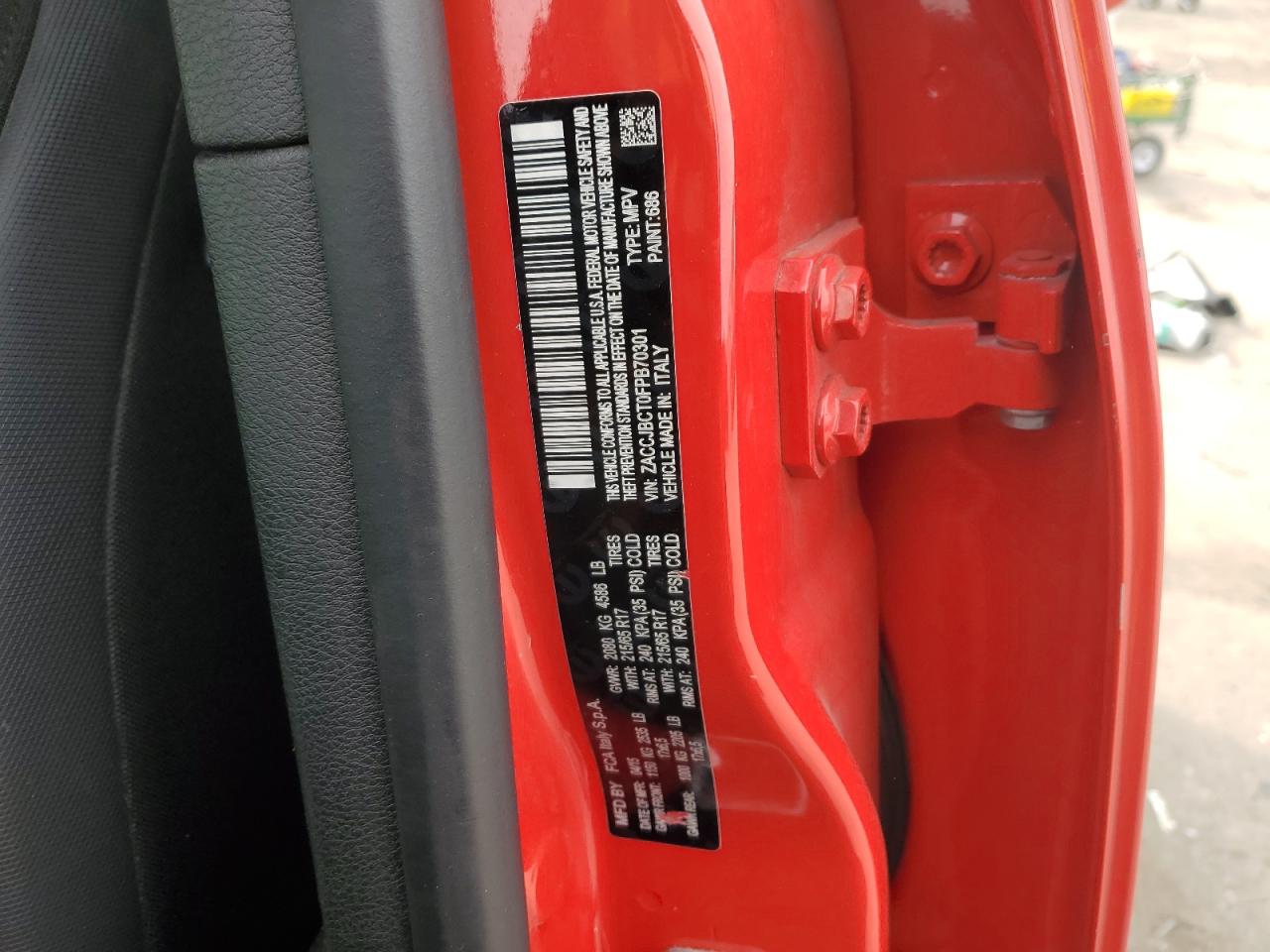 2015 Jeep Renegade VIN ZACCJBCT0FPB70301 Copart auction photo, front end / undercarriage damage thumbnail 14