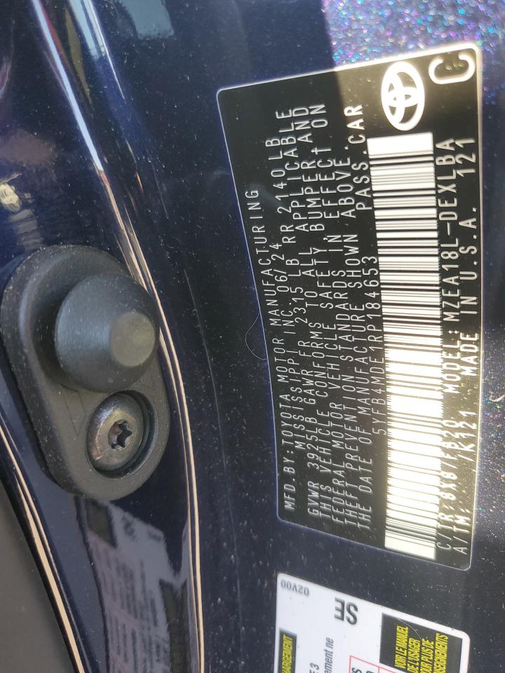 2024 Toyota Corolla VIN 5YFB4MDE1RP184653 Copart auction photo, front end damage thumbnail 14