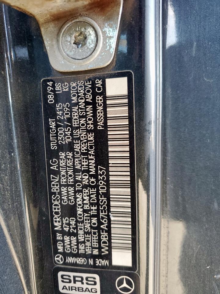 1995 Mercedes-Benz SL-klasse VIN WDBFA67E5SF109337 Copart auction photo, side / front end damage thumbnail 12