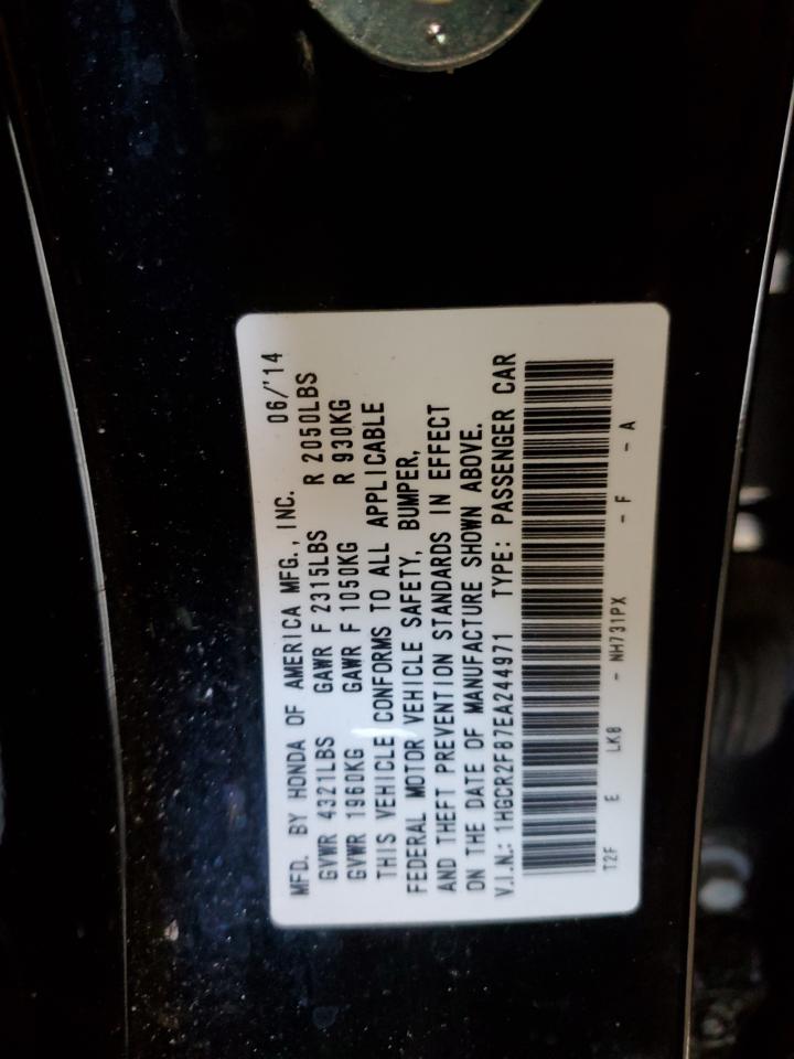2014 Honda Accord VIN 1HGCR2F87EA244971 Copart auction photo, front end / side damage thumbnail 14