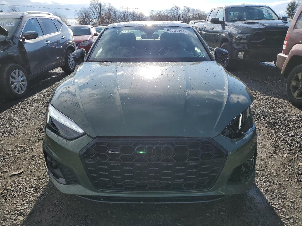 2023 Audi A5 VIN WAUTAAF50PA070795 Copart auction photo, front end damage thumbnail 5