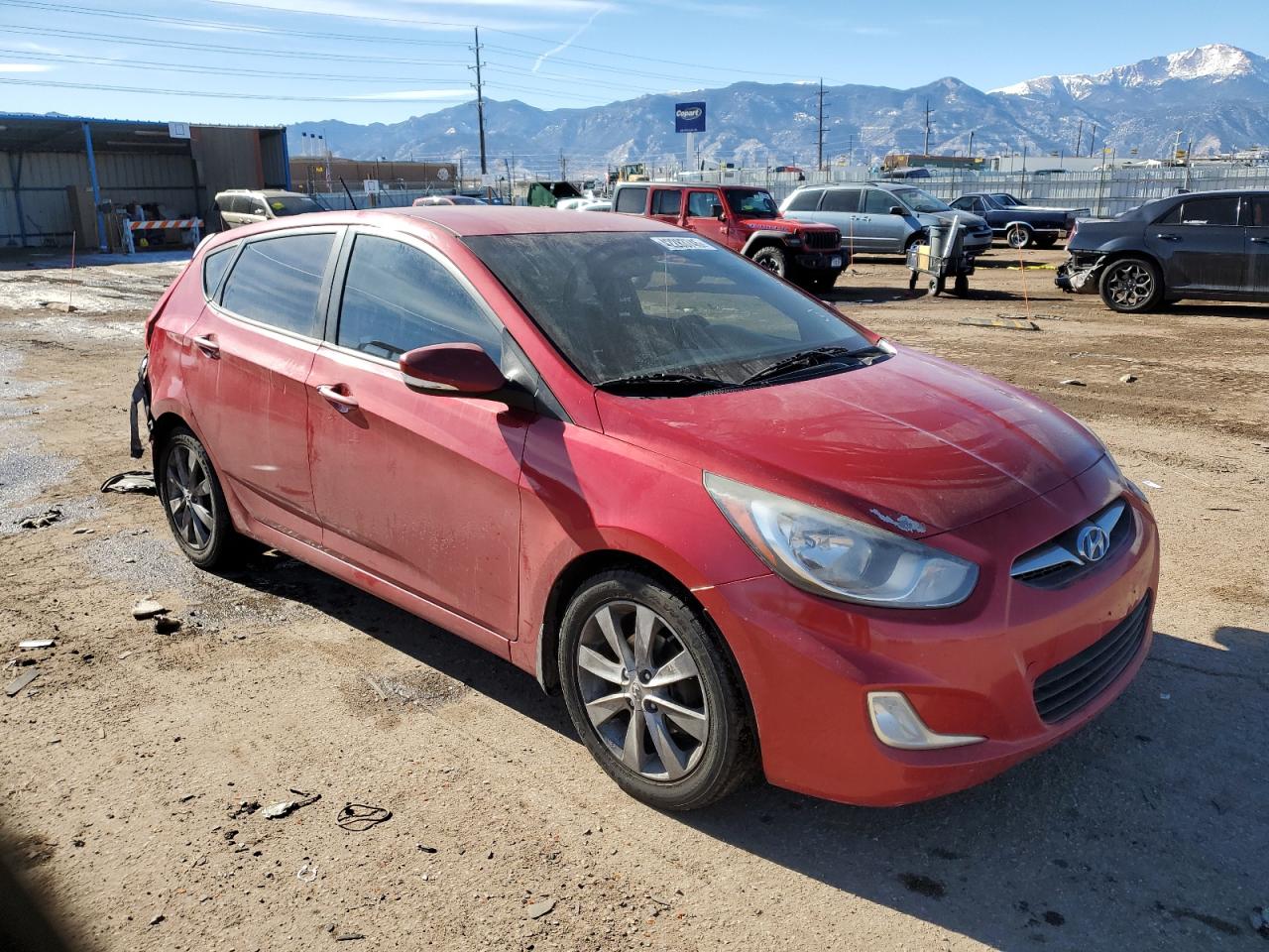 2013 Hyundai Accent VIN KMHCU5AE8DU065844 Copart auction photo, rear end / front end damage thumbnail 4