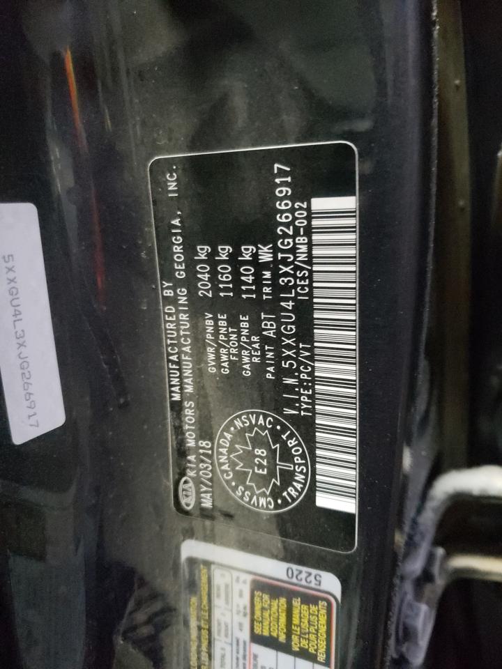 2018 KIA Optima VIN 5XXGU4L3XJG266917 Copart auction photo, front end damage thumbnail 12