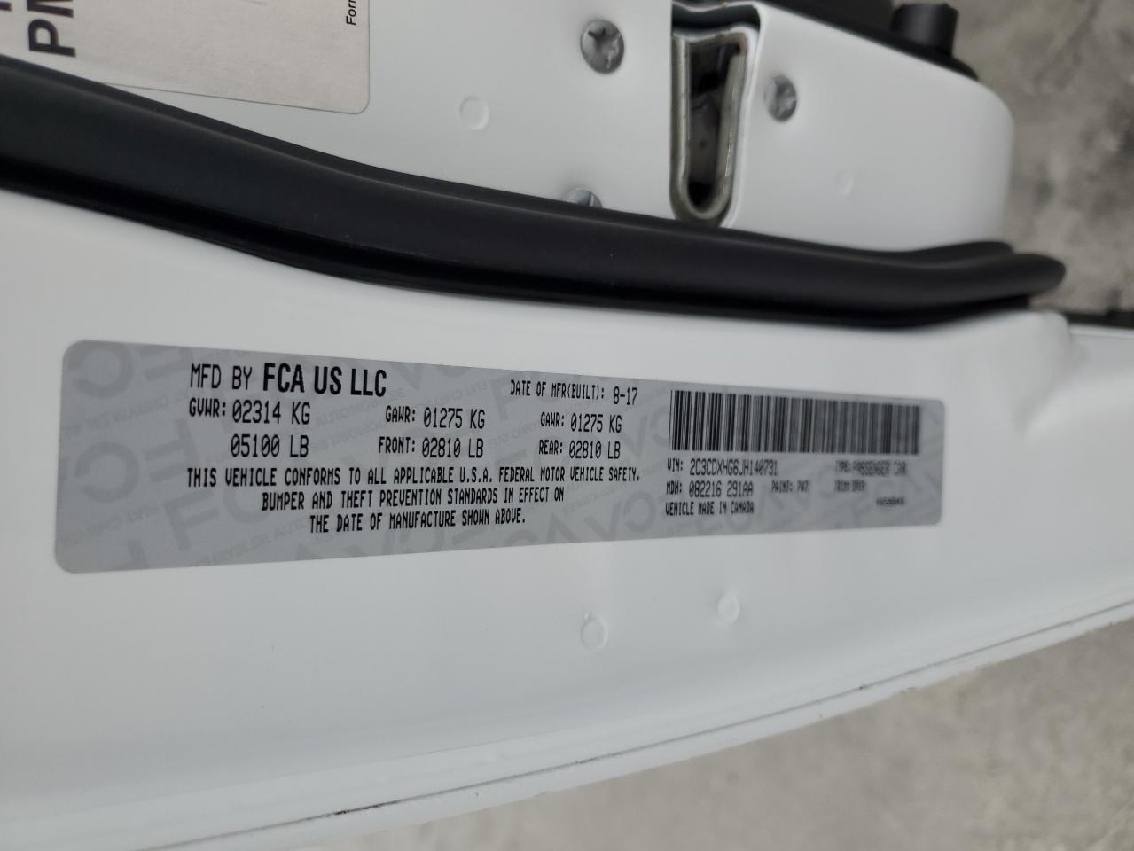 2018 Dodge Charger VIN 2C3CDXHG6JH140731 Copart auction photo, rear end / minor dent/scratches damage thumbnail 12