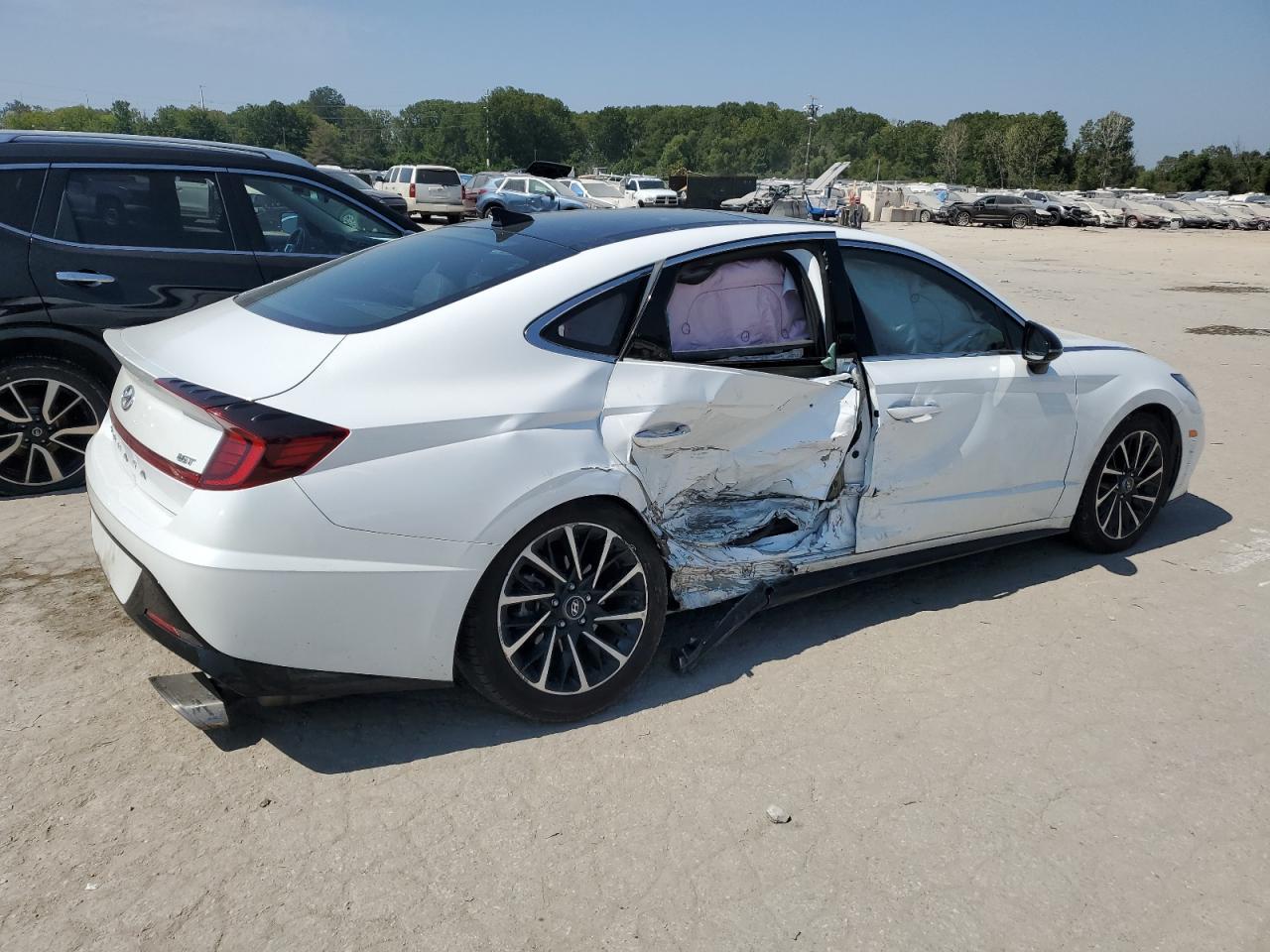 2020 Hyundai Sonata VIN 5NPEJ4J25LH039703 Copart auction photo, side damage thumbnail 3