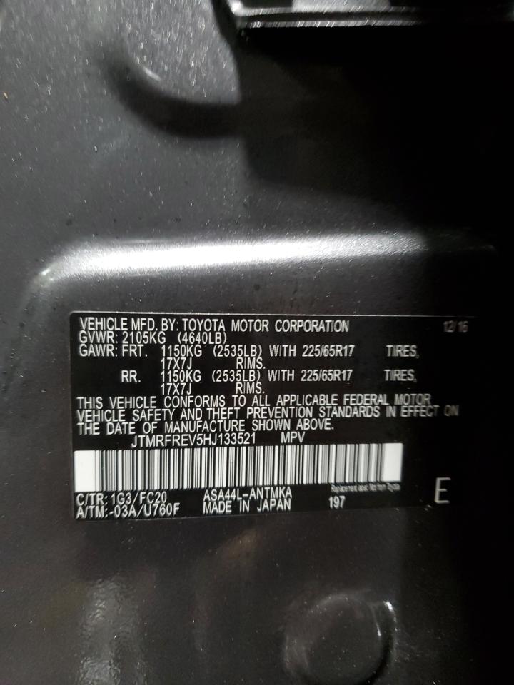 2017 Toyota RAV 4 VIN JTMRFREV5HJ133521 Copart auction photo, rear end damage thumbnail 14
