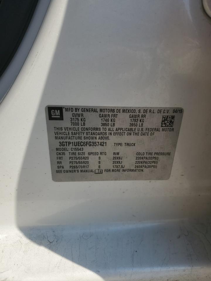 2015 GMC Sierra VIN 3GTP1UEC6FG357421 Copart auction photo, rear end / front end damage thumbnail 12
