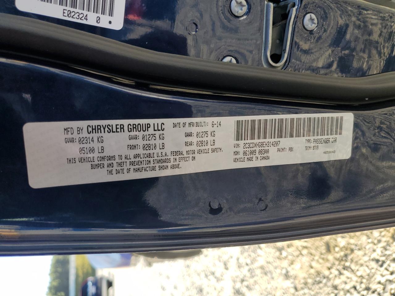 2014 Dodge Charger VIN 2C3CDXHG8EH314207 Copart auction photo, all over damage thumbnail 14