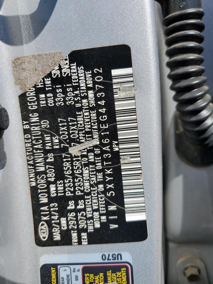 2014 KIA Sorento VIN 5XYKT3A61EG443702 Copart auction photo, front end / rear end damage thumbnail 12