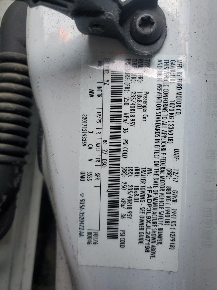 2018 Ford Focus VIN 1FADP3L9XJL247198 Copart auction photo, front end / side damage thumbnail 15