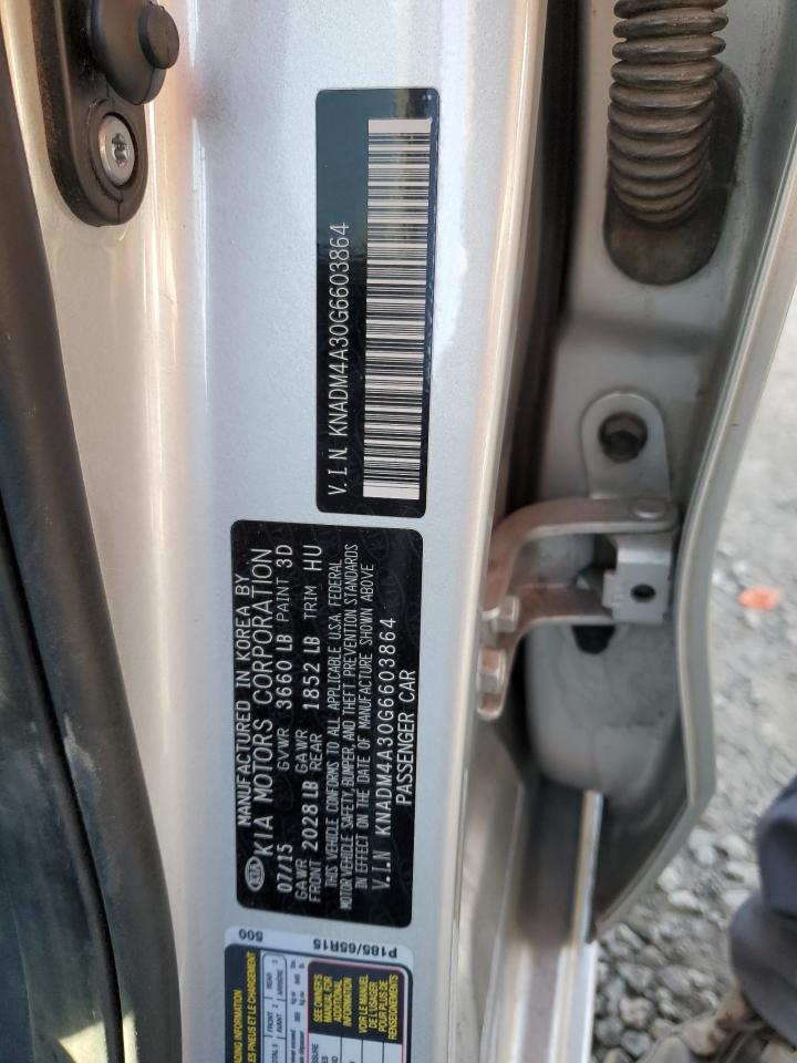 2016 KIA Rio VIN KNADM4A30G6603864 Copart auction photo, front end damage thumbnail 12