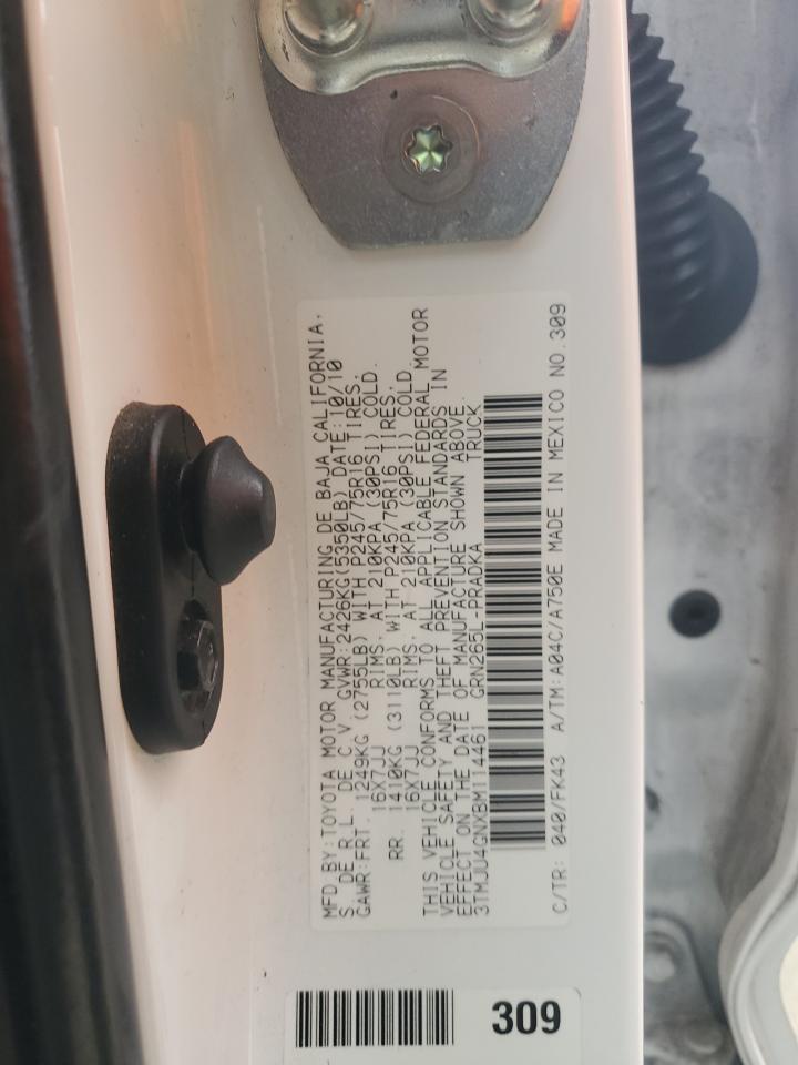 2011 Toyota Tacoma VIN 3TMJU4GNXBM114461 Copart auction photo, front end damage thumbnail 12