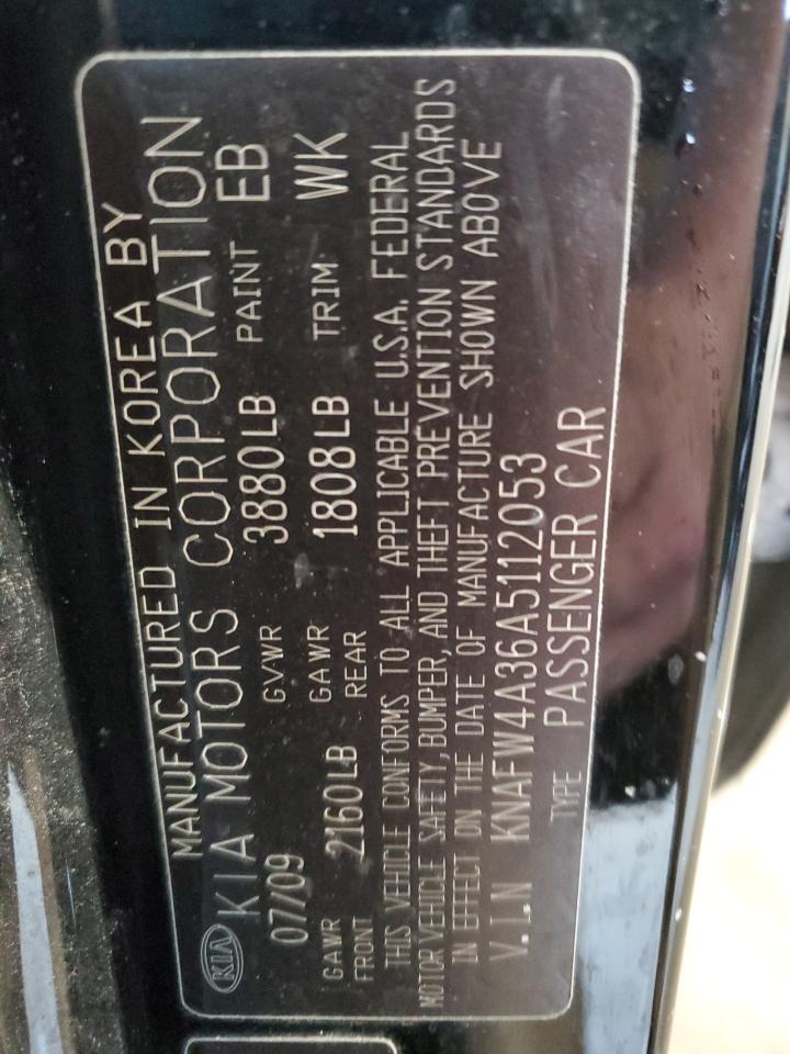 2010 KIA Forte VIN KNAFW4A36A5112053 Copart auction photo, rear end / side damage thumbnail 14