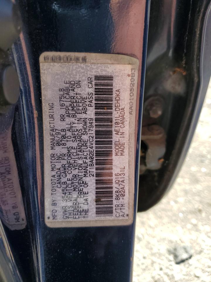 1997 Toyota Corolla VIN 2T1BA02E4VC217949 Copart auction photo, front end / rear end damage thumbnail 12