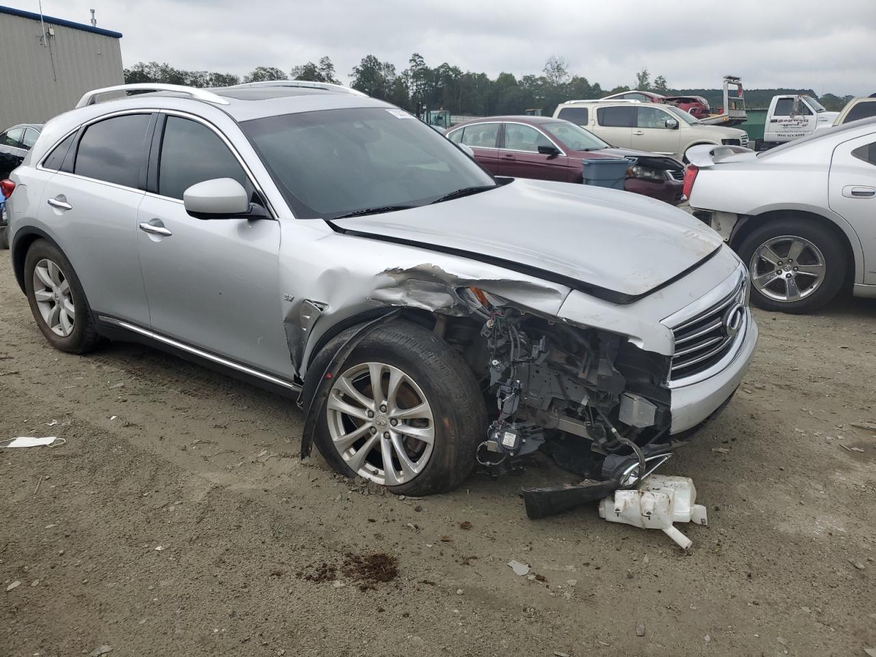 2015 Infiniti QX70 VIN JN8CS1MW0FM482664 Copart auction photo, front end damage thumbnail 4