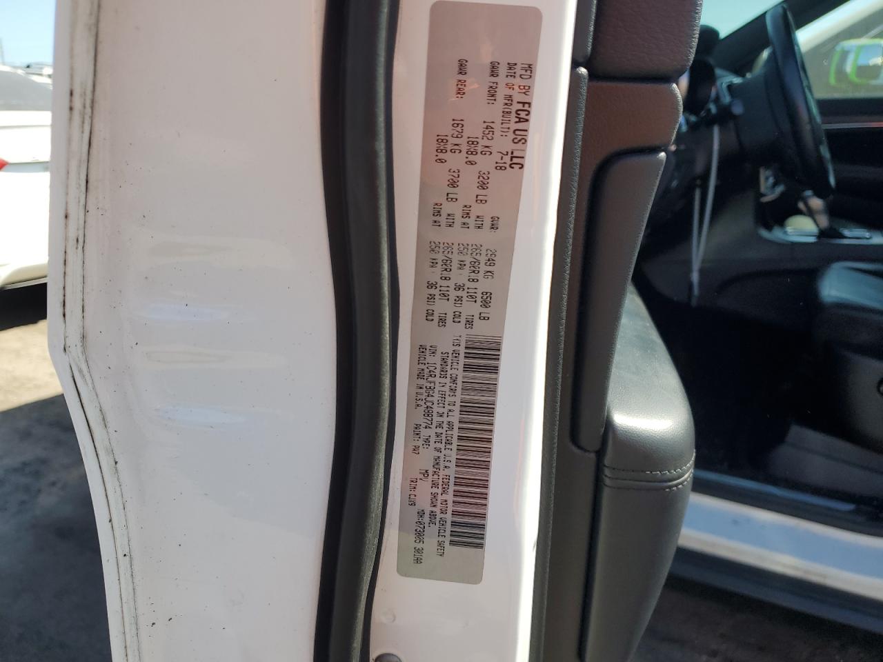2018 Jeep Grand Cherokee VIN 1C4RJFBG4JC488774 Copart auction photo, water/flood damage thumbnail 14