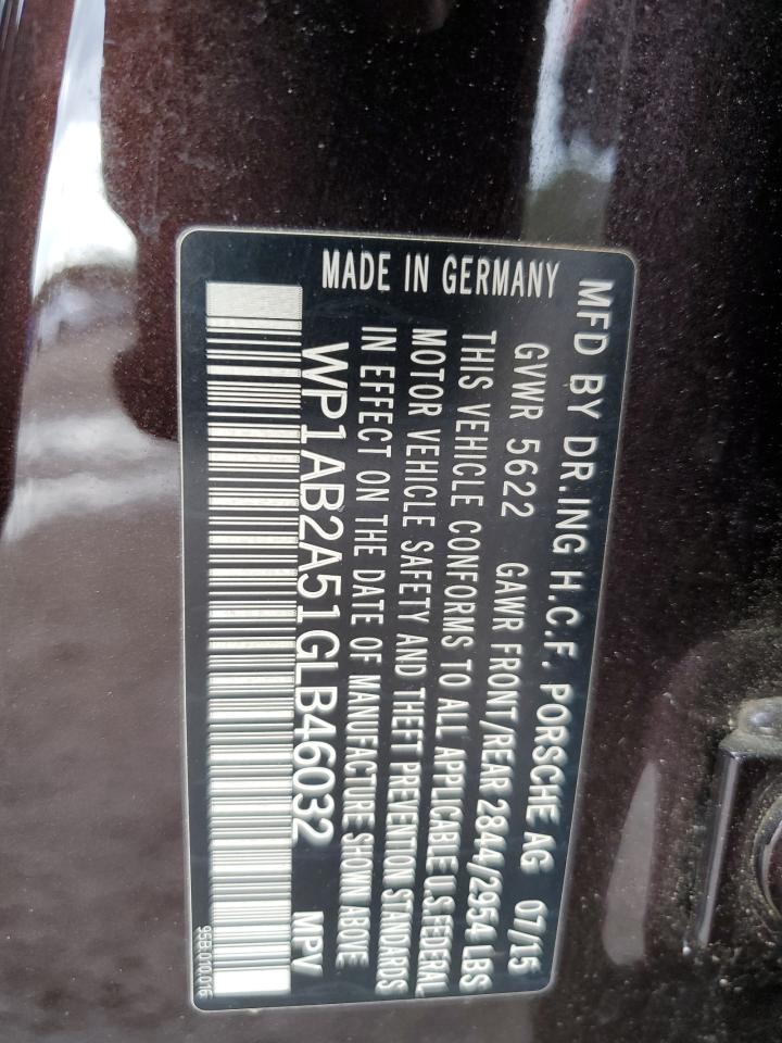 2016 Porsche Macan VIN WP1AB2A51GLB46032 Copart auction photo, mechanical damage thumbnail 14
