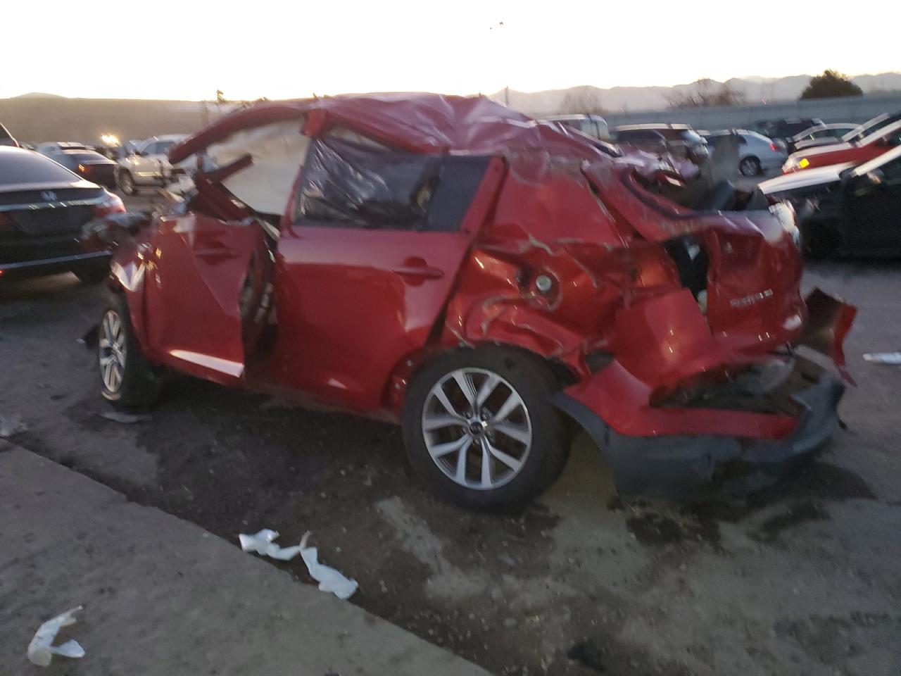 2014 KIA Sportage VIN KNDPBCAC1E7558943 Copart auction photo, rollover damage thumbnail 2