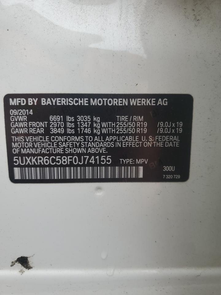 2015 BMW X5 VIN 5UXKR6C58F0J74155 Copart auction photo, minor dent/scratches damage thumbnail 12