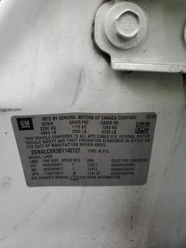 2016 Chevrolet Equinox VIN 2GNALCEK3G1142727 Copart auction photo, side damage thumbnail 14