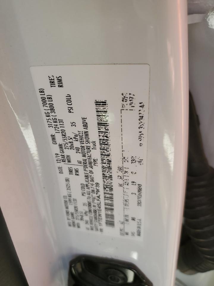 2020 Ford F-150 VIN 1FTEW1E45LFA79639 Copart auction photo, rollover damage thumbnail 12
