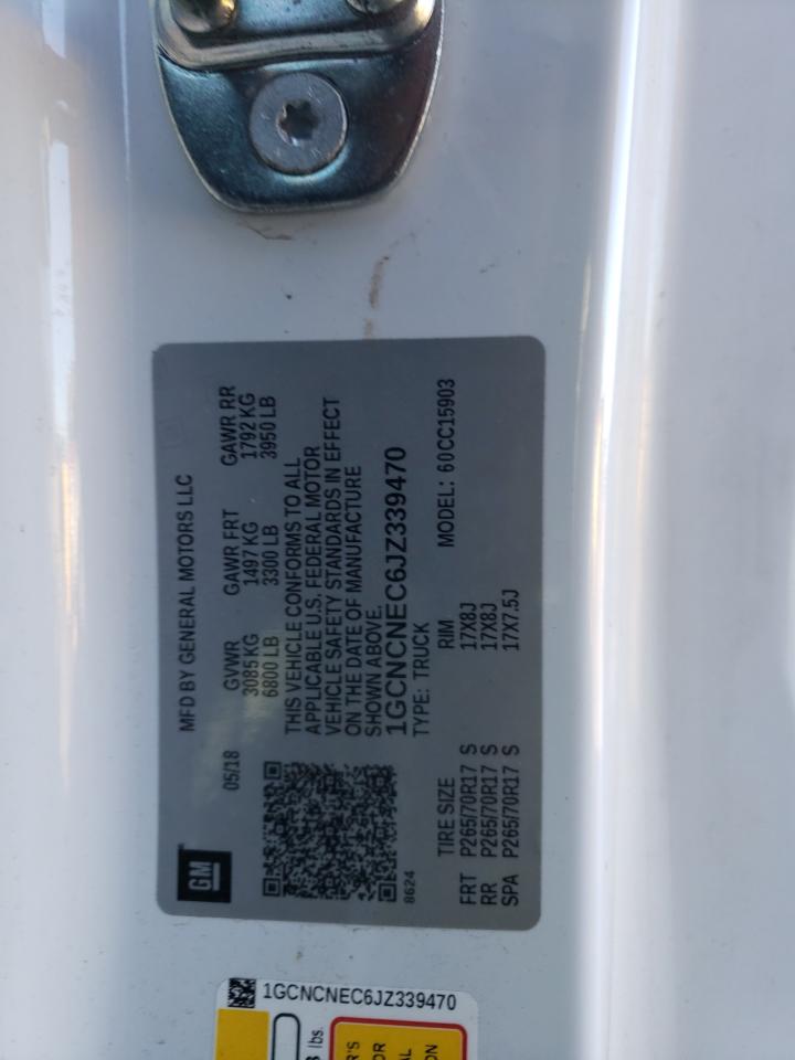 2018 Chevrolet Silverado VIN 1GCNCNEC6JZ339470 Copart auction photo, side damage thumbnail 13