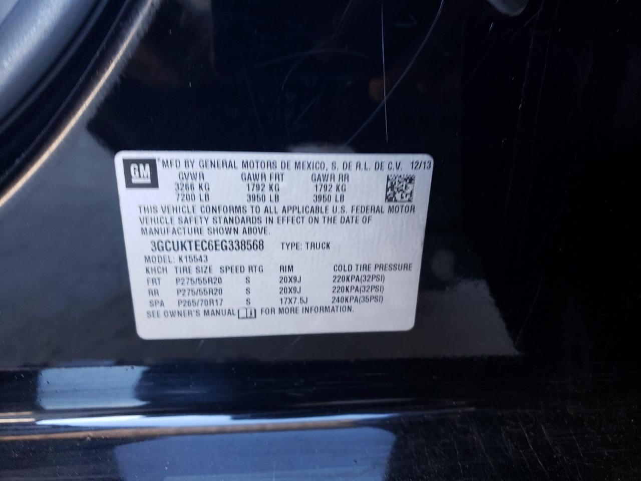 2014 Chevrolet Silverado VIN 3GCUKTEC6EG338568 Copart auction photo, side damage thumbnail 12