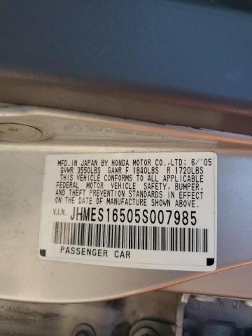 2005 Honda Civic VIN JHMES16505S007985 Copart auction photo, minor dent/scratches damage thumbnail 12