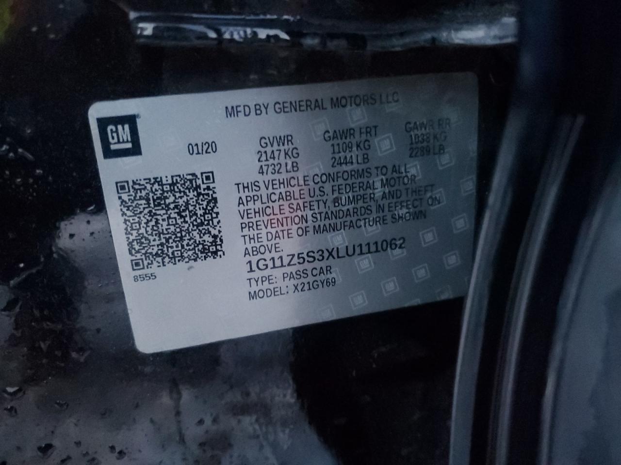 2020 Chevrolet Impala VIN 1G11Z5S3XLU111062 Copart auction photo, hail damage thumbnail 12