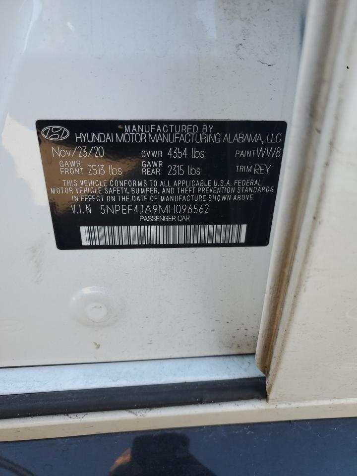 2021 Hyundai Sonata VIN 5NPEF4JA9MH096562 Copart auction photo, front end damage thumbnail 12