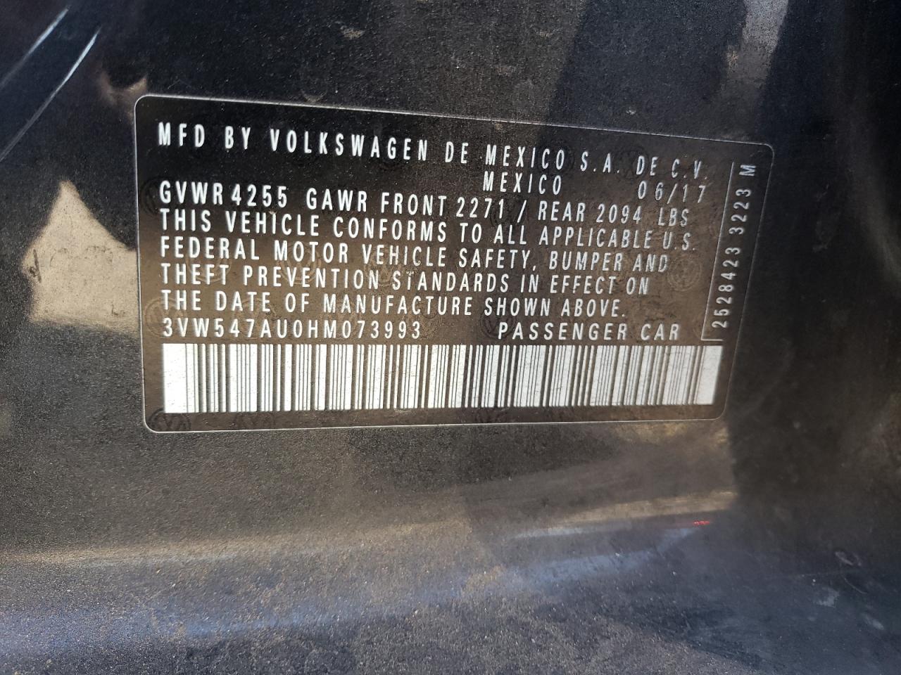 2017 Volkswagen GTI VIN 3VW547AU0HM073993 Copart auction photo, front end damage thumbnail 12