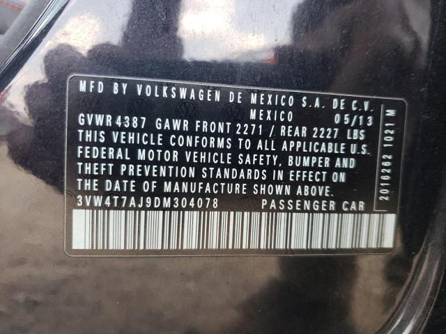 2013 Volkswagen Jetta VIN 3VW4T7AJ9DM304078 Copart auction photo, rear end damage thumbnail 12