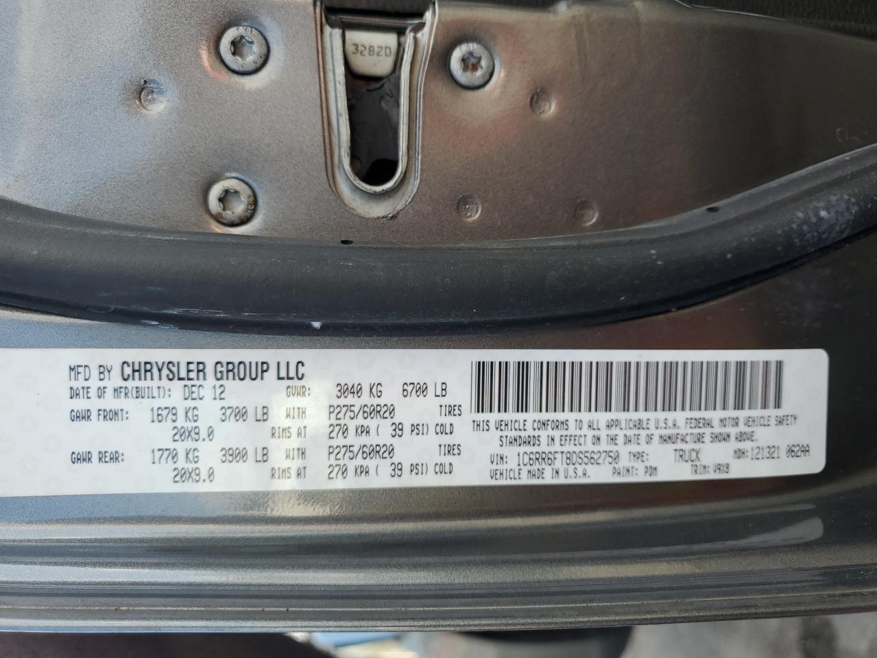 2013 RAM 1500 VIN 1C6RR6FT8DS562750 Copart auction photo, front end damage thumbnail 14