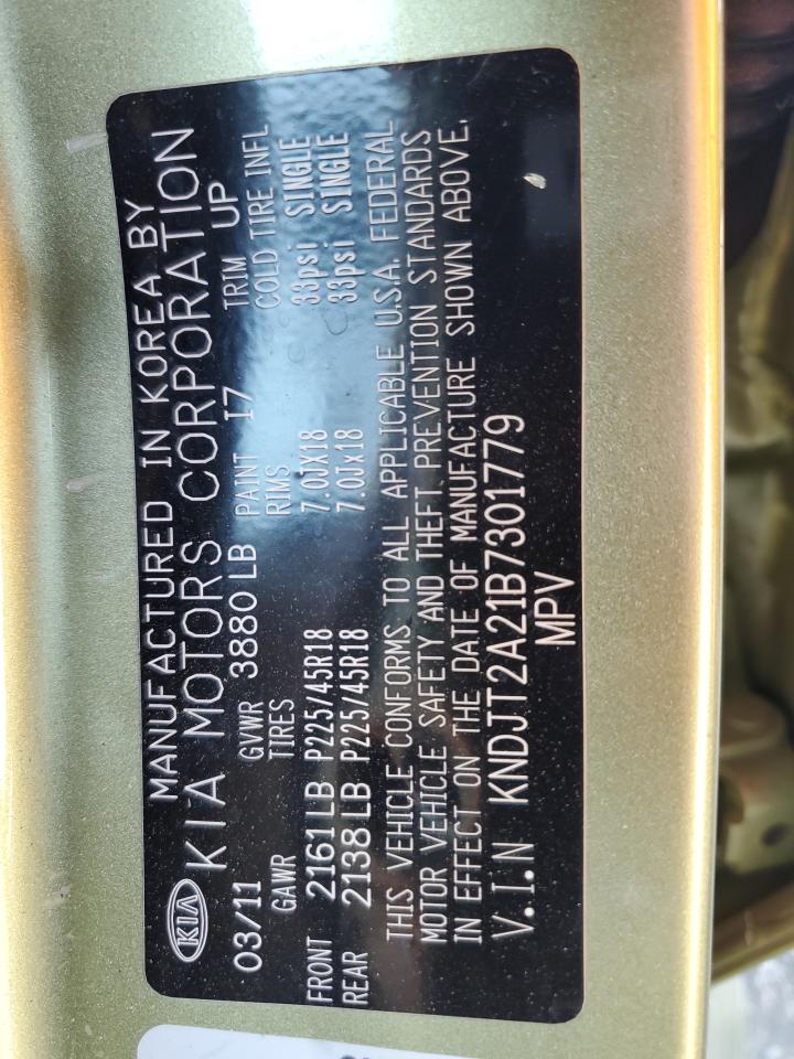 2011 KIA Soul VIN KNDJT2A21B7301779 Copart auction photo, side damage thumbnail 13