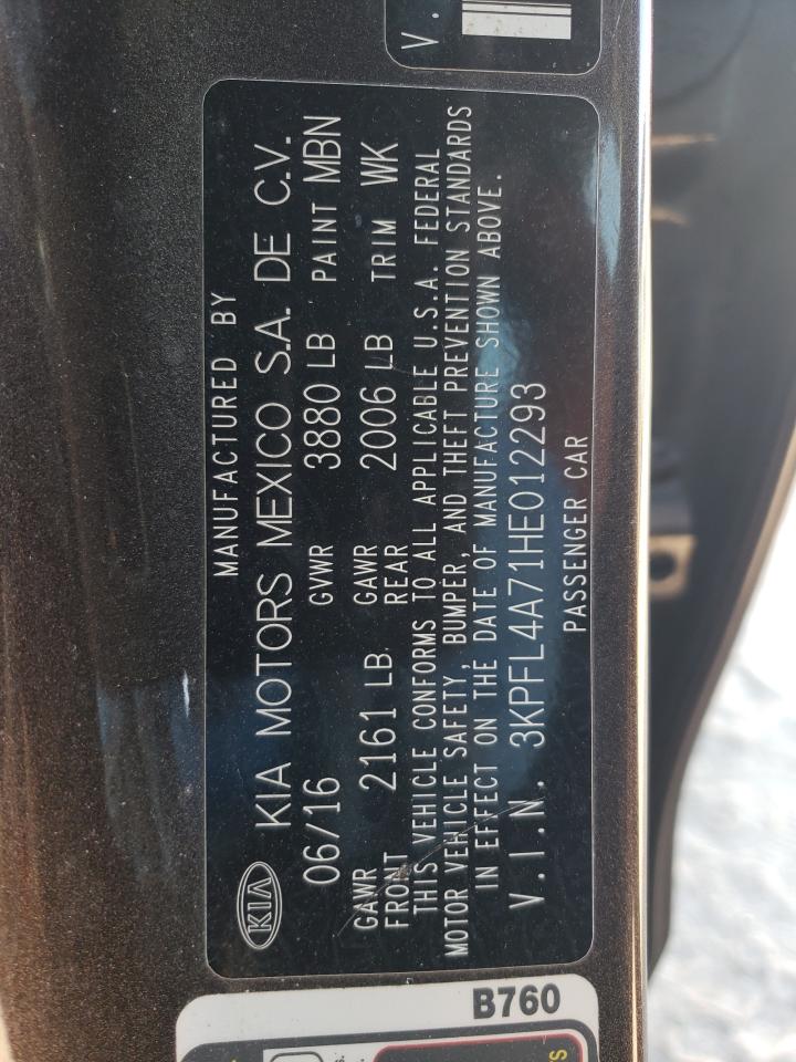 2017 KIA Forte VIN 3KPFL4A71HE012293 Copart auction photo, front end / side damage thumbnail 12