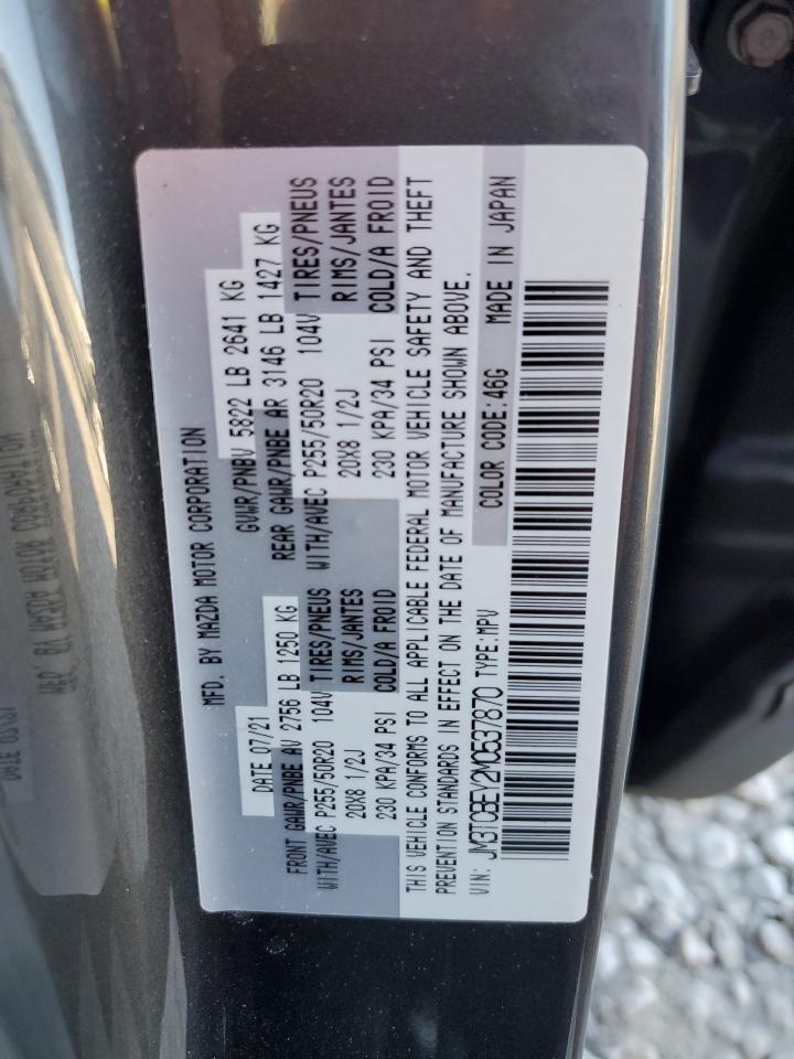 2021 Mazda CX-9 VIN JM3TCBEY2M0537870 Copart auction photo, side / front end damage thumbnail 14